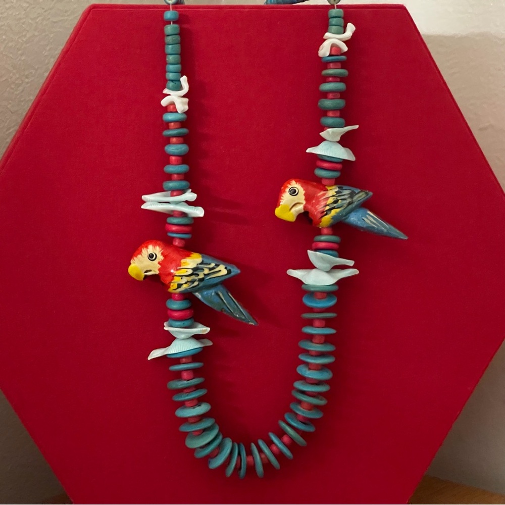 Colorful Parrot Necklace and Earring Set